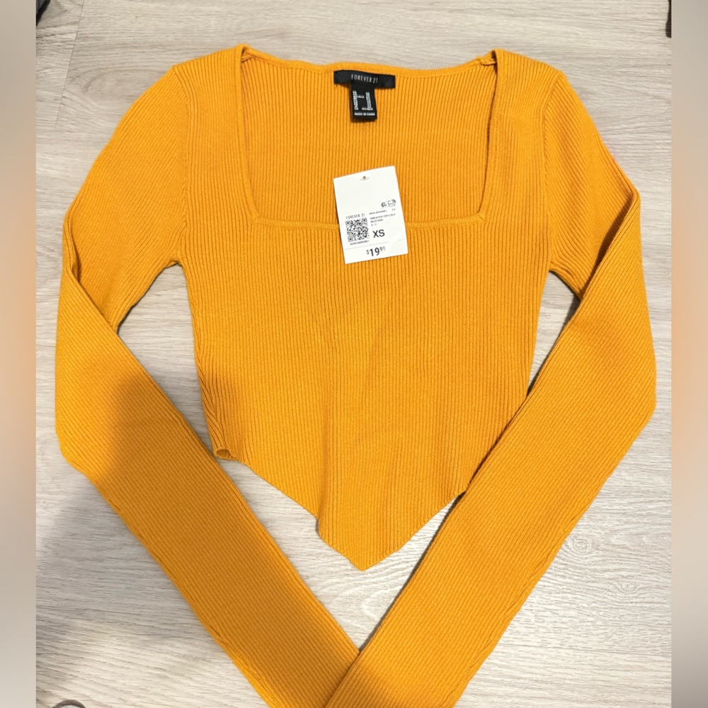 Forever 21 Golden Yellow Ribbed Crop Top